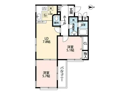 プレール戸越公園(2LDK/4階)の間取り写真