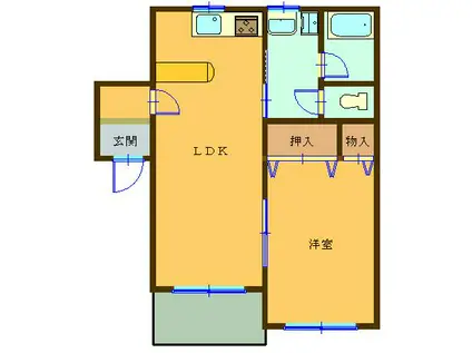 キューブエム(1LDK/1階)の間取り写真