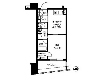パークキューブ浅草田原町(1LDK/3階)の間取り写真