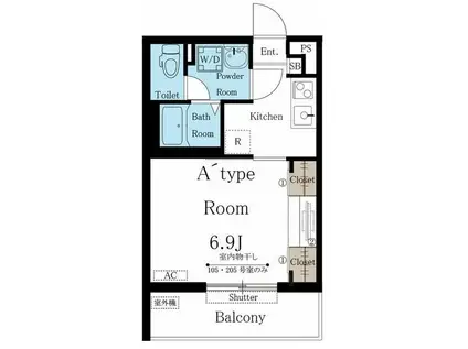 リブリ・自由ヶ丘コート(1K/3階)の間取り写真