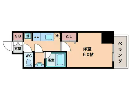 コンフォリア・リヴ天王寺寺田町ソルテラス(1K/7階)の間取り写真