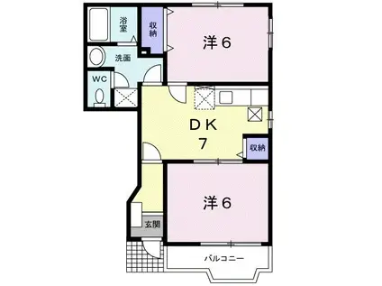 ニューハイネス横野I(2DK/1階)の間取り写真