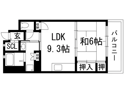 グリーンヒルズ仁川7号棟(1LDK/3階)の間取り写真