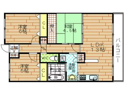 ルネアンパセオ(3LDK/8階)の間取り写真
