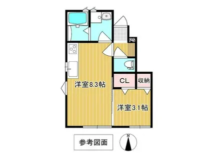 イスウィド(1LDK/1階)の間取り写真