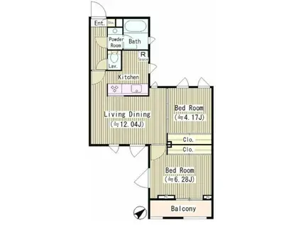 西馬込テラスコート(2LDK/3階)の間取り写真