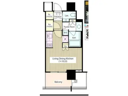 THE ROPPONGI TOKYO クラブレジデンス(ワンルーム/13階)の間取り写真