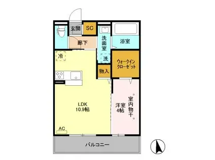 LEHUIT E(1LDK/3階)の間取り写真