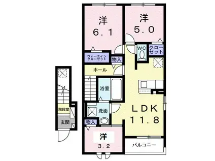 メゾンヴェール高田(3LDK/2階)の間取り写真