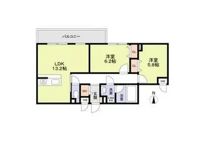 門戸厄神・M社計画工事(2LDK/2階)の間取り写真