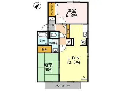 シャルマン I棟(2LDK/1階)の間取り写真