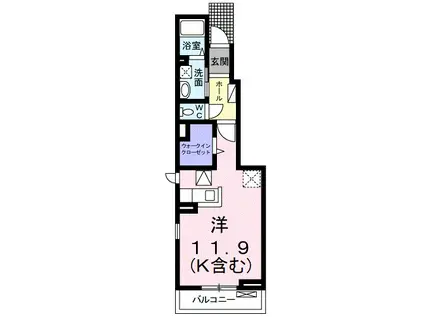 メゾンブリーズ(ワンルーム/1階)の間取り写真