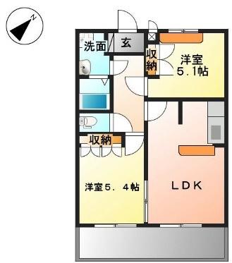 レインボーパレス(2DK/2階)の間取り写真