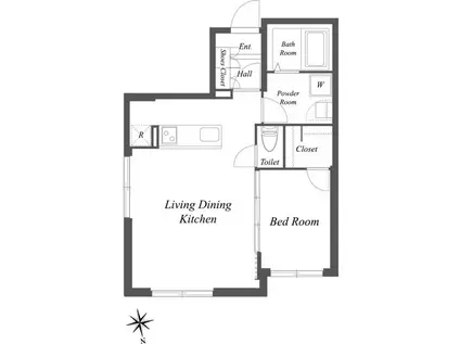 PASEO武蔵小山(1LDK/1階)の間取り写真
