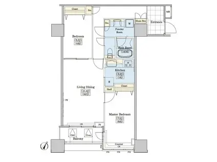 レジディアタワー上池袋(2LDK/7階)の間取り写真