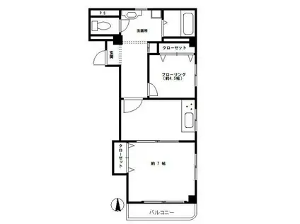 ヴィラ大橋(2DK/5階)の間取り写真