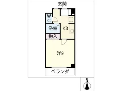アメニティ松風(1K/3階)の間取り写真