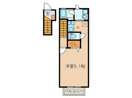 PLAISIR(1K/2階)の間取り写真