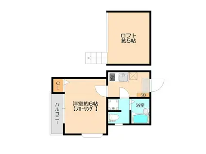 ピュア室見参番館(1K/2階)の間取り写真