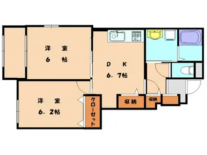 ストロベリー(2DK/1階)の間取り写真