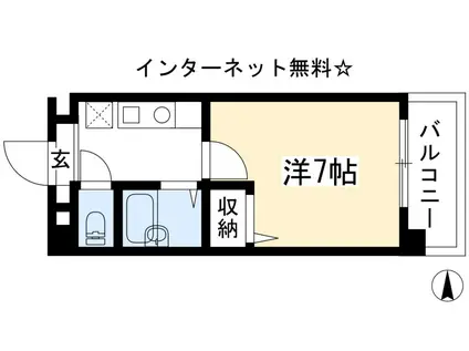 サンパレス紫野(1K/2階)の間取り写真