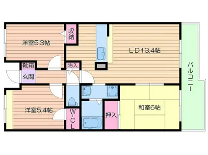 アインスローヤル(3LDK/1階)の間取り写真