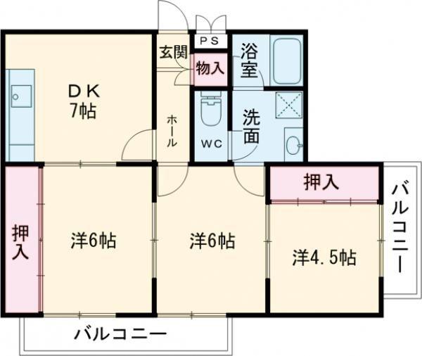 グランドハイツみきまち(3DK/3階)の間取り写真