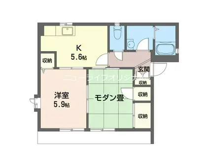 シャトミナール(2K/1階)の間取り写真