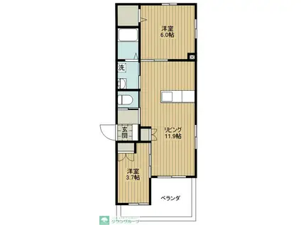 リバティーガーデン川越(2LDK/2階)の間取り写真