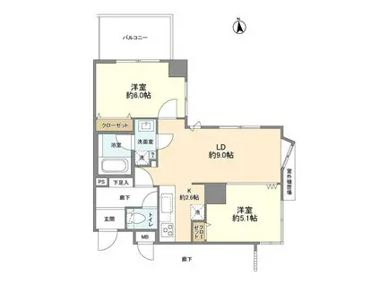 ロワール浅草花川戸(2LDK/4階)の間取り写真