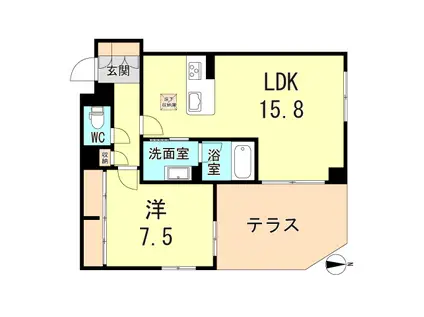 グランメゾン神戸中山手(1LDK/1階)の間取り写真