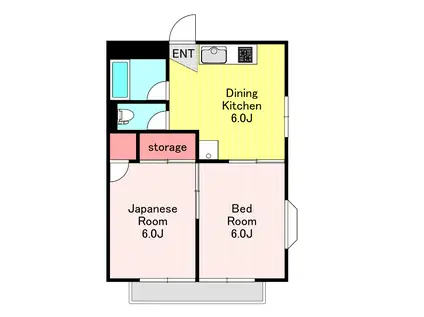 金井コーポ(2DK/2階)の間取り写真