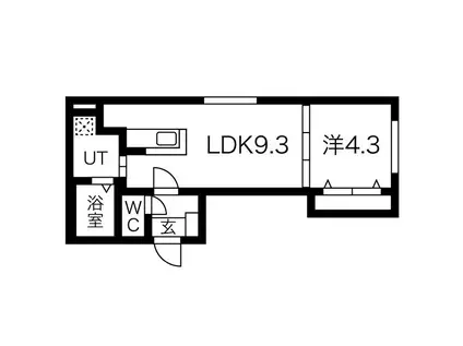 KOPEN COURT環状通東(1LDK/1階)の間取り写真