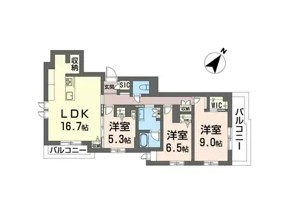 JR山手線 駒込駅 徒歩8分 4階建 新築(3LDK/3階)の間取り写真
