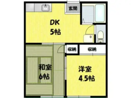 サンフォレスト 森(2DK/2階)の間取り写真