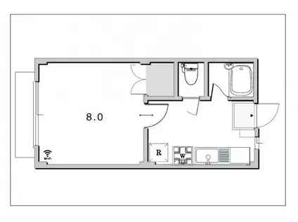 リオン西川原(1K/2階)の間取り写真