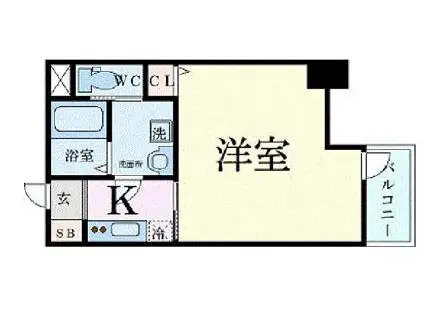 プレサンス谷町キャトル(1K/3階)の間取り写真