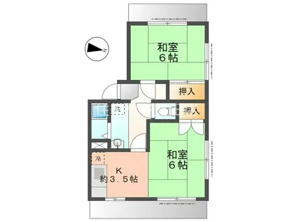 メゾン水野(2K/1階)の間取り写真