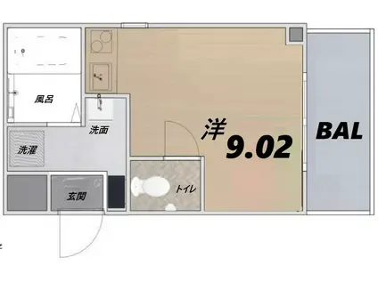 CUBE南塚口II(ワンルーム/3階)の間取り写真
