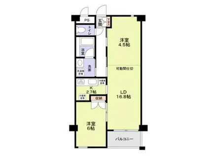 K-HOUSE(2LDK/4階)の間取り写真