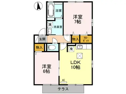 リビングタウン金沢参番館F(2LDK/1階)の間取り写真