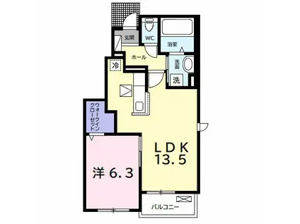 サンヴェール 蔵波 13(1LDK/1階)の間取り写真
