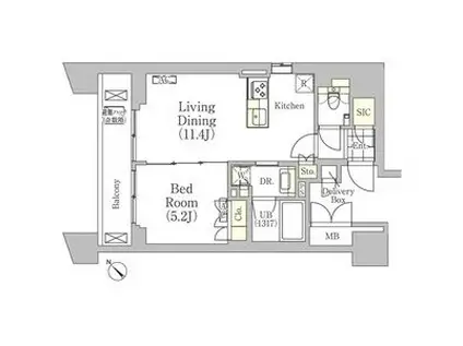 メゾンカルム日本橋馬喰町(1LDK/5階)の間取り写真