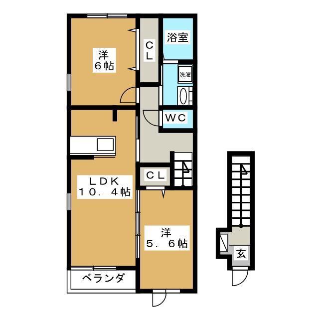 NOVA(2LDK/2階)の間取り写真