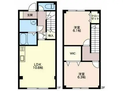 ドリームメゾン A棟(2LDK/1階)の間取り写真