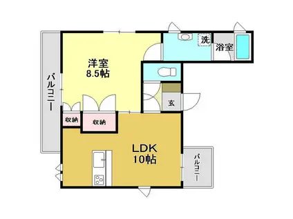 リバーサイド唐人(1LDK/2階)の間取り写真