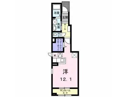 ヴェッセル II(ワンルーム/1階)の間取り写真