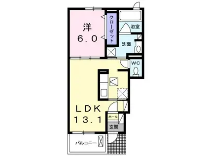 ニュー レジデンス A(1LDK/1階)の間取り写真