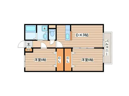 アルコバレーノ(2DK/2階)の間取り写真