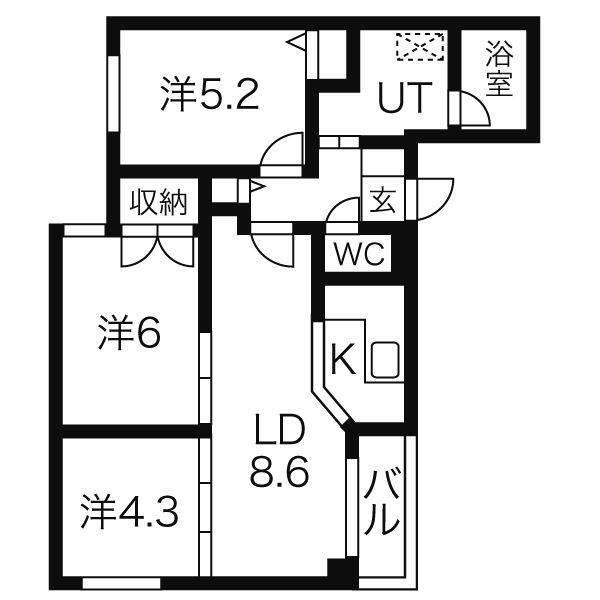 テラス山鼻20(3LDK/2階)の間取り写真